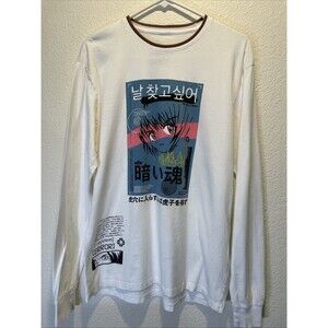 Original Gravity Mens Shirt Large Long Sleeve White Graphic Japan Anime
